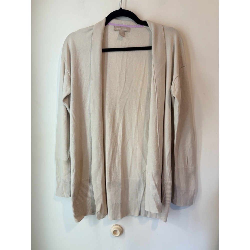 Vintage Y2K‎ Banana Republic Open Cardigan Merino Wool Blend M Beige
